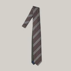 1ST PAT-RN SILK CLUB NECKTIE - BROWN