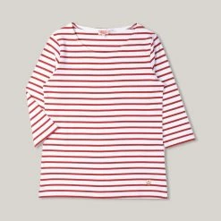 ARMOR LUX LADIES "GUÉRANDE" HERITAGE BRETON T-SHIRT - WHITE/BRAISE