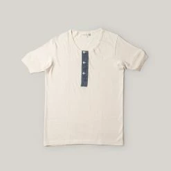 MERZ B SCHWANEN 227 1/4 SLEEVE BUTTON FACING SHIRT - NATURE