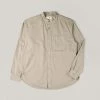 USED SNOW PEAK OG POPLIN STAND COLLAR SHIRT - BEIGE