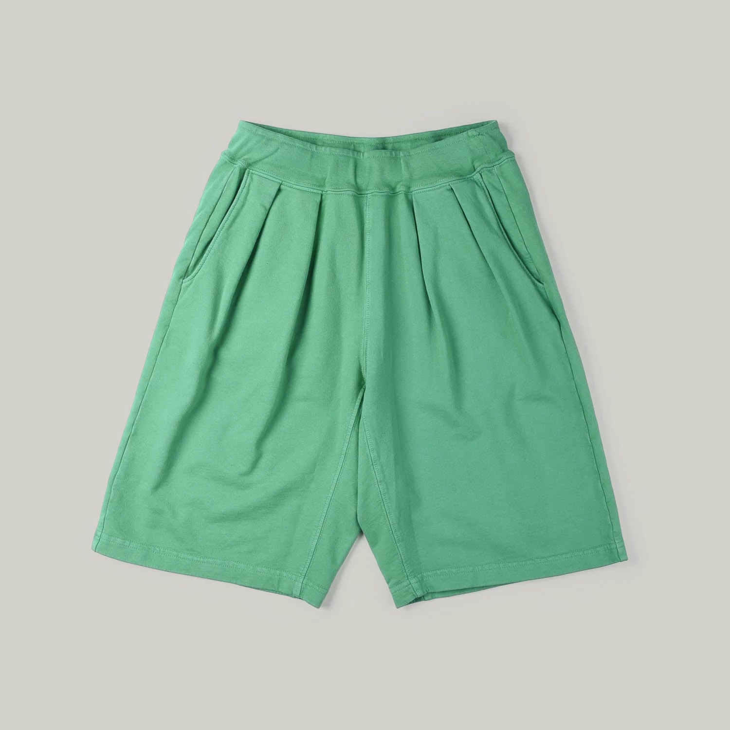 MONITALY FRENCH TERRY PLEATED SHORTS - GREEN 1 MONITALY FRENCH TERRY PLEATED SHORTS - GREEN